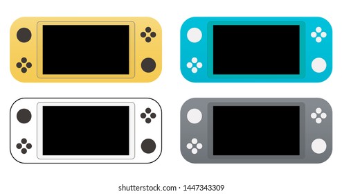 Set of portable video game Console, handheld gadget for Video Gaming. Vector icons for design, apps and web