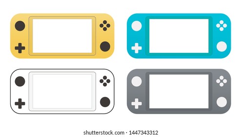 Set of portable video game Console, handheld gadget for Video Gaming. Vector icons for design, apps and web