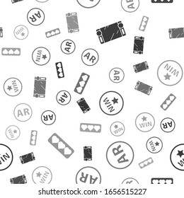 Set Portable video game console, Ar, augmented reality, Medal and Like and heart on seamless pattern. Vector