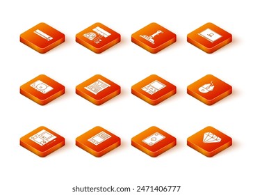 Set Portable video game console, Create account screen, Video, Game guide, Playing card with diamonds, Retro arcade machine, Diamond and Computer mouse gaming icon. Vector