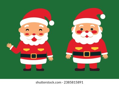 Set of portrait cute santa claus funny and smiling Vector Illustration for Christmas Celebrations