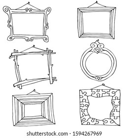 set of portrait frames drawn by hand