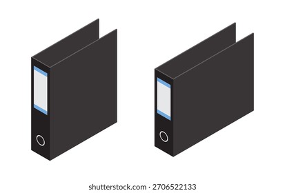 Conjunto de retrato y aglutinante de paisaje. Suministros de oficina. Ilustración isométrica 3D. Vector aislado para Anuncio, póster, presentación, infografía, Web, App y otros usos.