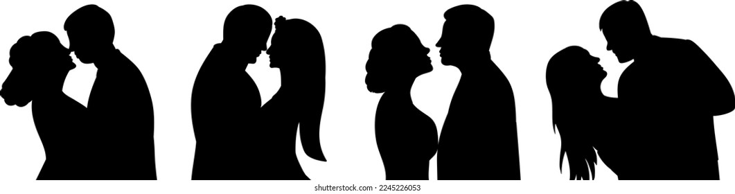 set portrait man and woman silhouette design vector isolated