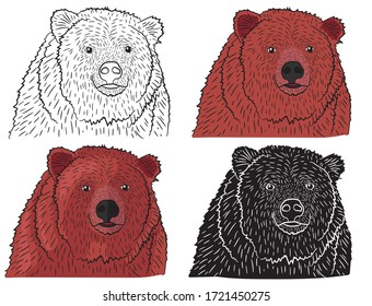 Set portrait realistic bear