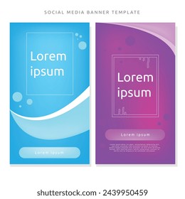 set of Portrait Social Media banner Template in blue and purple color . perfect for your promotion banner on social media