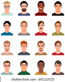 Vector Illustration Set Different Avatars Boys Stock Vector (Royalty ...