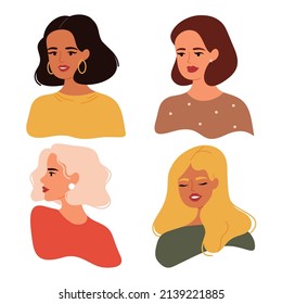 Retratos de mujeres hermosas de diferentes nacionalidades