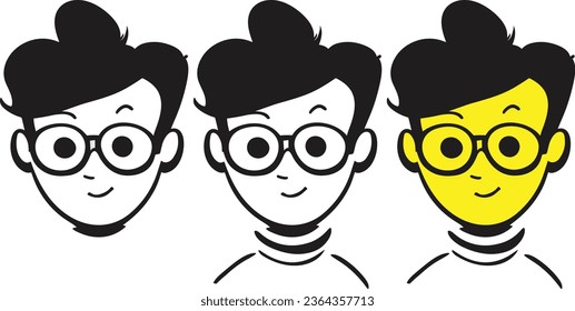 A set of portraits of a boy, it can be used for logos, print designs, web designs, books, posters, and more