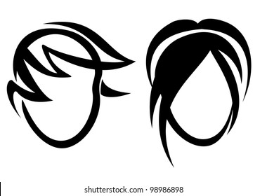 set of portraits with haircuts, vector illustration