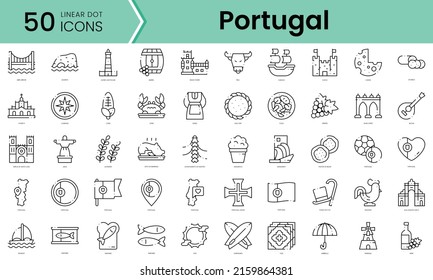 Set of portugal icons. Line art style icons bundle. vector illustration