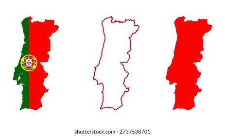 set of Portugal  map isolated on white background