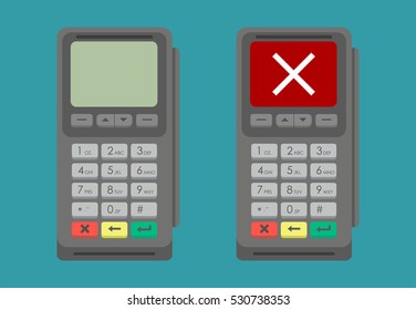 Set of POS terminals. Flat design. Vector illustration. EPS10.