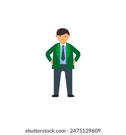 set pose de un médico trabajando en una ilustración de abrigo verde