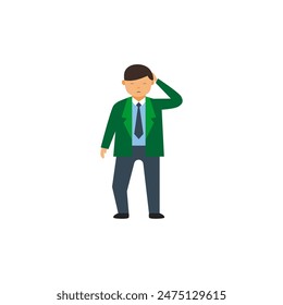 set pose of a doctor working in a green coat illustration