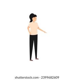 set of poses of adults in black pants girl