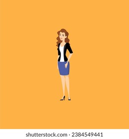 set of poses of office people in black clothes body