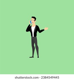 set of poses of office people in black clothes collection