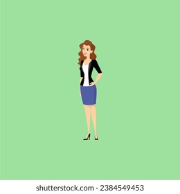 set of poses of office people in black clothes suit