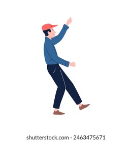 set of poses of people in blue clothes looking at the museum set