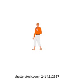 conjunto de poses de personas en ropa naranja moderno