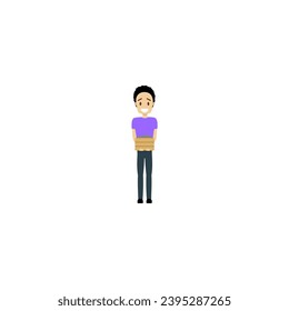 set of poses of people in purple clothes female