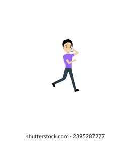 set of poses of people in purple clothes green