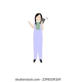set of poses of people in purple clothes people