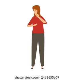set of poses of people standing in red clothes illustration