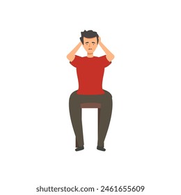 set of poses of people standing in red clothes illustration
