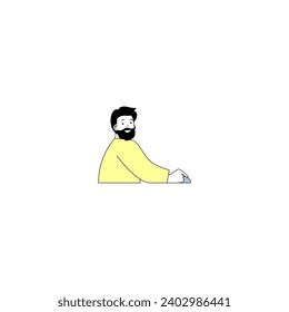 set of poses of people wearing yellow clothes set