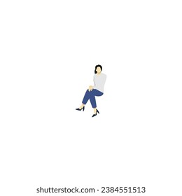 set of poses of people in white shirts collection
