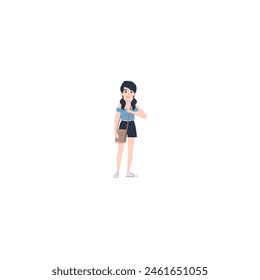 set of poses of a person with a stomach ache woman