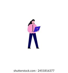 set of poses of relaxed people in pink clothes female