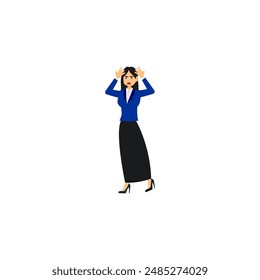 set of poses of relaxed people in pink clothes female