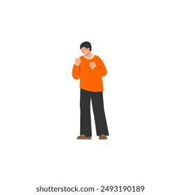 set of poses of relaxed people in pink clothes female