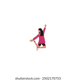 set of poses of relaxed people in pink clothes female