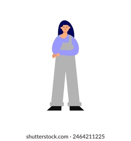 set of poses of women in purple clothes set