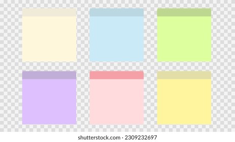 set posit of colorful realistic sticky note paper, isolated on transparent background , illustration Vector EPS 10