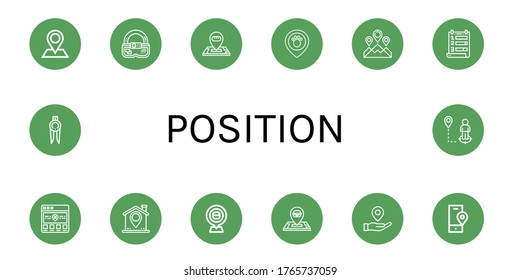 Set of position icons. Such as Pin, Ar, Location, Placeholder, Ranking, Marker , position icons