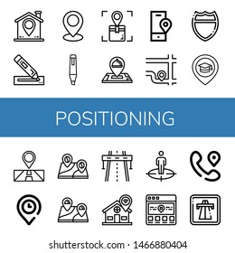 Set of positioning icons such as Location, Marker, Highway, Place, Position , positioning