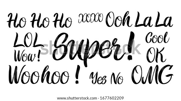 Set Positive Brush Hand Drawn Lettering Stock Vector Royalty Free