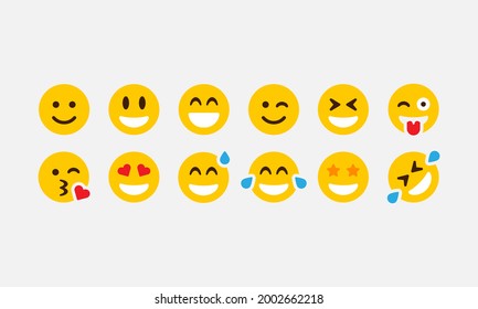 Set of positive emoticons. Set of Emoji. Positive smile colorful vector icons isolated Vector illustration EPS 10