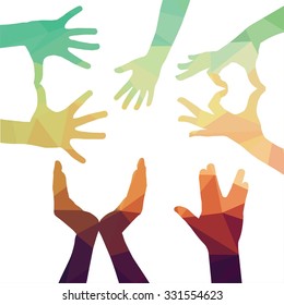 a set of positive gestures, decorative silhouettes of hands