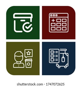 Conjunto de iconos positivos. Como Marcado, Agregar, Revisar, Desproteger, iconos positivos