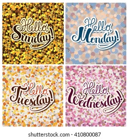Set of Positive Lettering compositions on colored background 