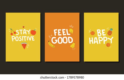 Set of positive lettering phrases. Funny and motivational typography quote. Vector hand drawn illustration for poster, greeting card, fabric