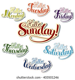 Set of positive lettering week days
