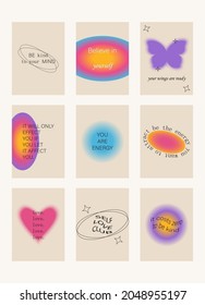 Set of positive motivation posters on trendy abstract background in neutral colors.