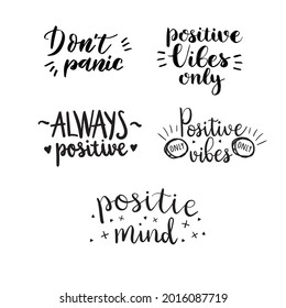 Set Of Positive Quote Lettering. Motivation Phrases Collection